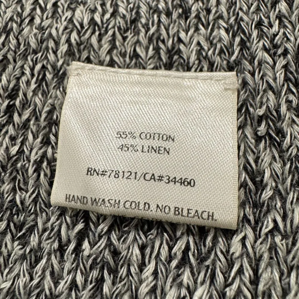 Eileen Fisher Open Cardigan Womens M Gray Marled Linen Blend Longline Minimalist